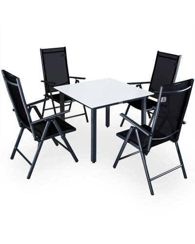 Alu Sitzgruppe Bern 5-tlg Anthrazit Milchglas